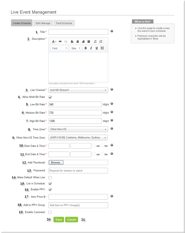 Create New Schedule Page